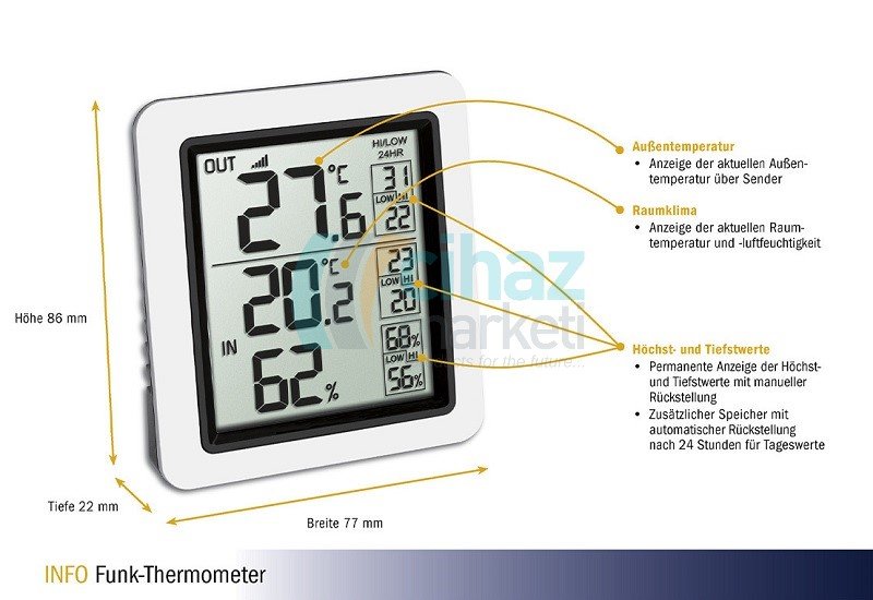 TFA 30.3065.02 'Info' Kablosuz Termometre ve Nem Ölçer