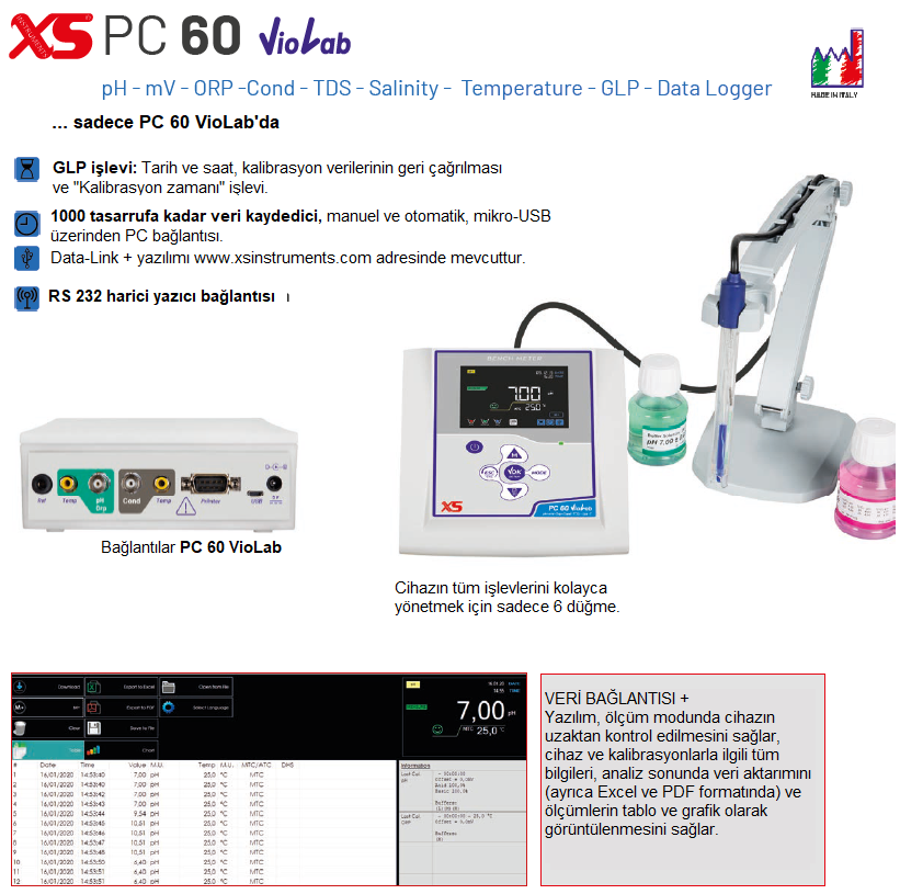 XS Instruments PC 60 VioLab Masaüstü Multiparametre Ölçer 